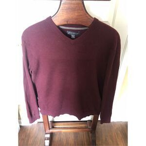 Eddie Bauer Sweater Mens Long Sleeve V Neck Cotton Cashmere Soft Size L